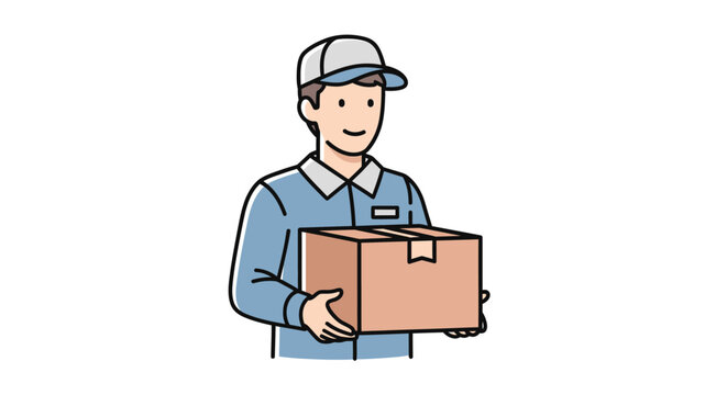 Delivery man holding a cardboard box.