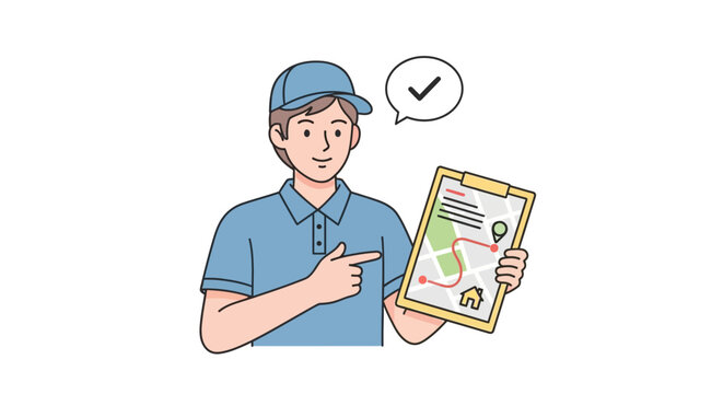 Smiling Delivery Man Holding Clipboard.
