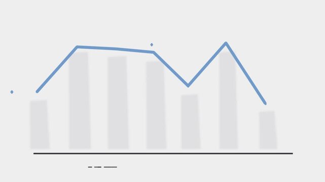 Blue line graph animation with data points and gridlines chart analytics