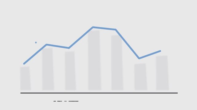 Blue line graph with upward trend on white background, data visualization chart