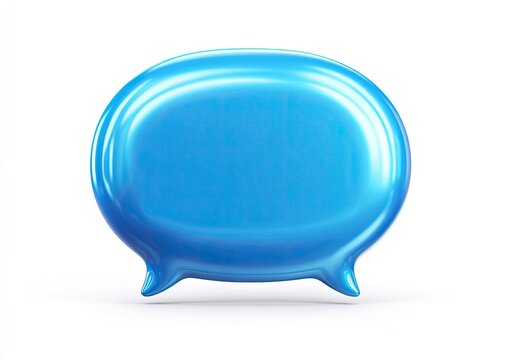 Glossy blue speech bubble, smooth surface, isolated on a white background