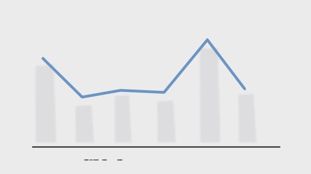 Blue stock market line graph animation with dotted trend growth decline finance economy