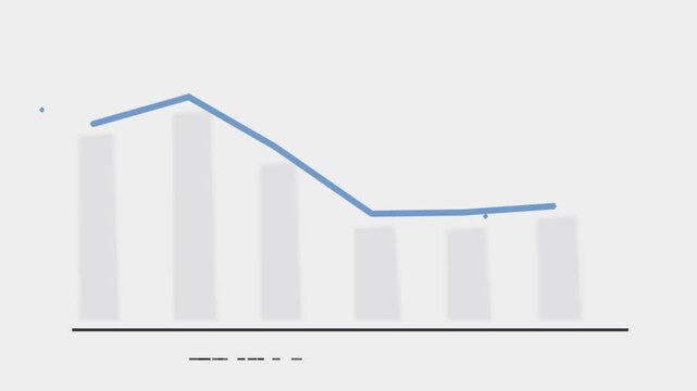Modern 3d bar chart animation with blue line growth trend graph