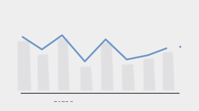 Stock market fluctuations animation, financial data trend, blue line graph, business growth visualization