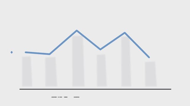 Trend analysis line graph with blue line and gray bars chart