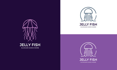 Jellyfish Logo Design Concept with Various Color Schemes and Typography © Rakha