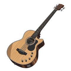 Fototapeta premium Electric acoustic guitar with light wood grain body isolated