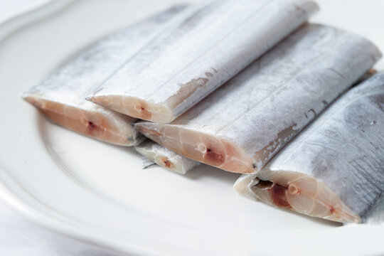 Cut hairtail on a plate