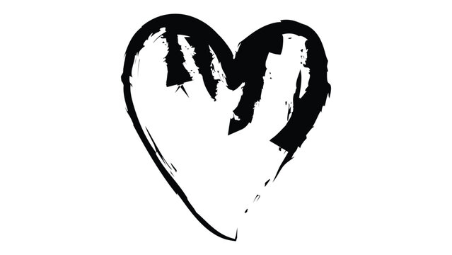 Distressed paint splatter heart vector graphic with weathered texture for vintage aesthetic.