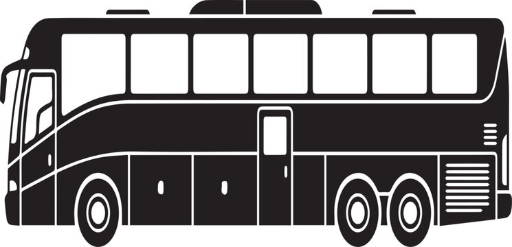 Modern Long Distance Coach Bus Silhouettes