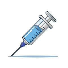 Fototapeta premium Medical Syringe with Blue Liquid and Sharp Needle Ready for Injection