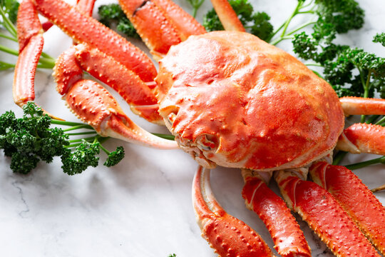 cooked crab on a white background