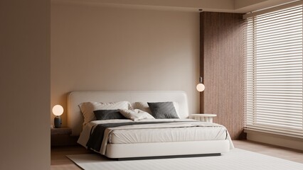 Modern Minimalist Luxury Bedroom Interior - 3D Render 