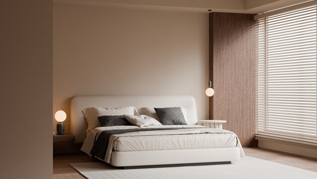 Modern Minimalist Luxury Bedroom Interior - 3D Render
