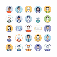 Fototapeta premium Diverse group of cartoon people icons.