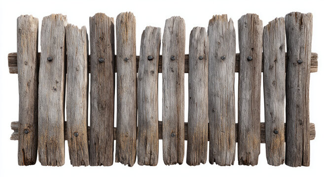 Rustic wooden fence, weathered boards, metal fasteners, natural texture