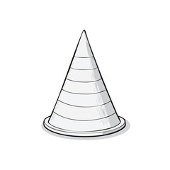 Fototapeta premium Hand Drawn Illustration of a Simple White Traffic Cone with Horizontal Stripes