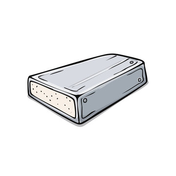 Illustration of a classic harmonica musical instrument with a metallic silver body