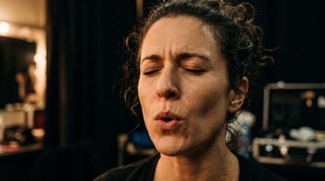 Deep Breath Eyes Closed Performance Anxiety Backstage
