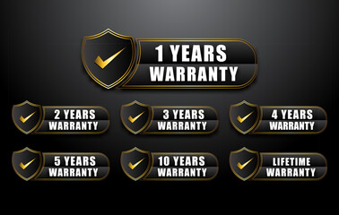 Naklejka premium set of golden shield Year Warranty Logo
