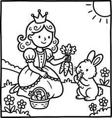 princess coloring page for kids and adults vector © Star