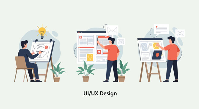 UI/UX Designer Creating Web Interface Mockups and Wireframes