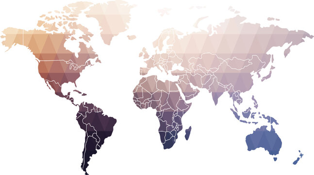 Geometric World Map Vector, Abstract Continents, Global Data Visualization, Digital Art vector illustration
