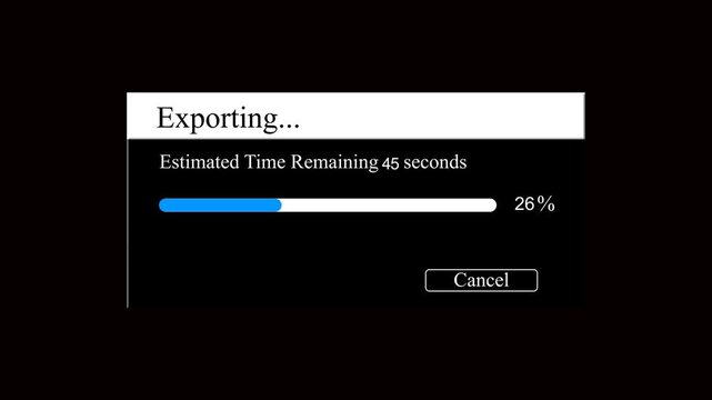 Exporting a sequence. Progress bar animation on the green screen background