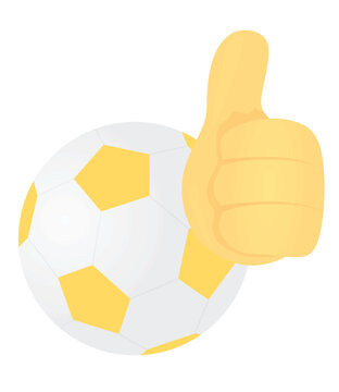 Ball with thumb up. vector
