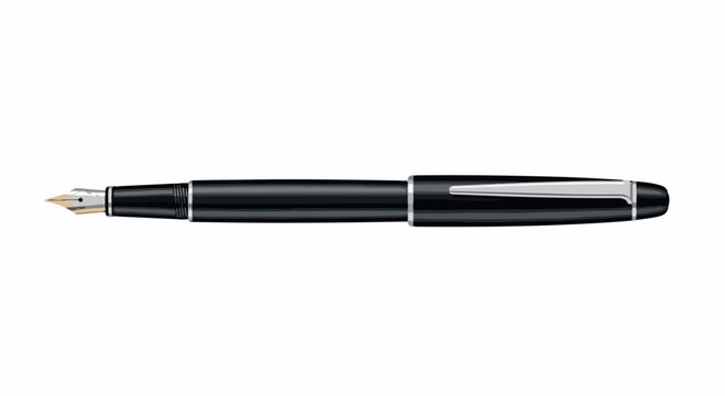 Elegant black fountain pen with a sleek design and gold nib tip