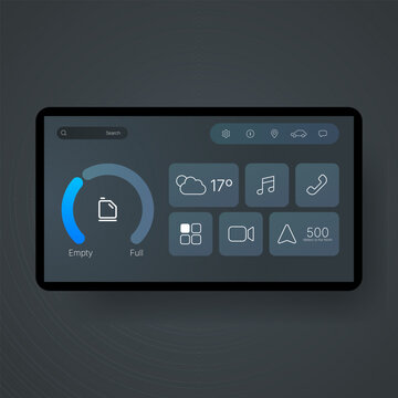 Modern car head unit dashboard interface with smart controls