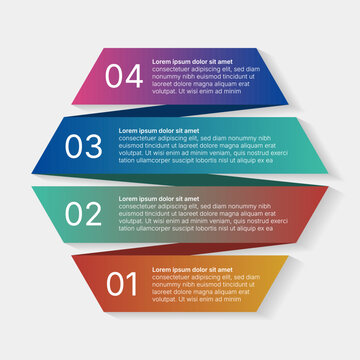 Modern colorful layered infographic template with numbered steps layout