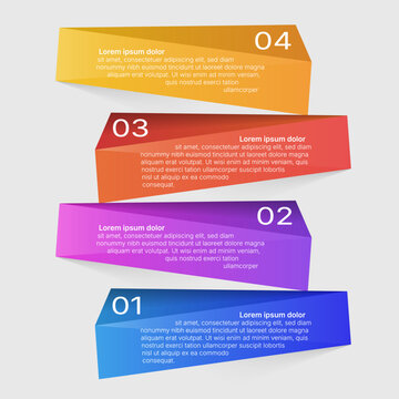 3D layered infographic template with colorful geometric step design
