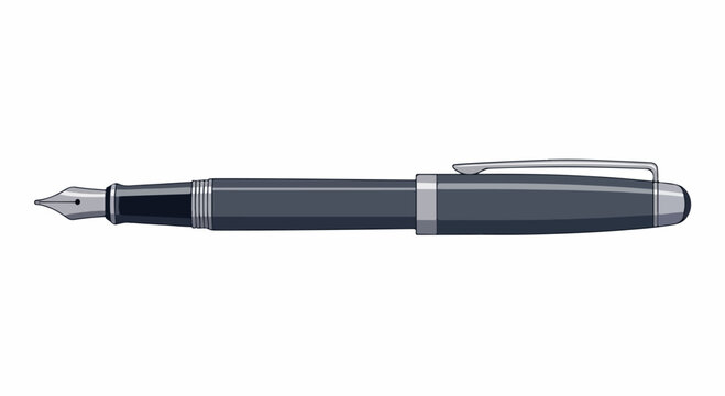 Elegant fountain pen with a sleek metallic body and retractable nib