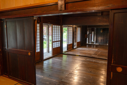 Interior of traditional house in Hida no Sato, Takayama