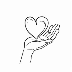 Obraz premium Hand holding heart symbol illustration on white background design concept