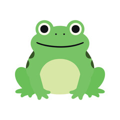 Fototapeta premium Happy frog sitting with a smile on its face on a white background