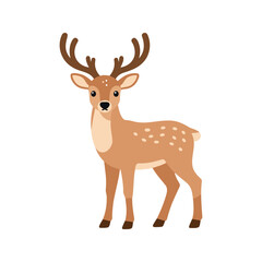 Obraz premium Charming spotted deer stands gracefully against a bright white backdrop in a vector art style