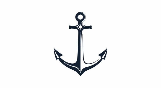 Elegant black and white anchor symbol design on a plain background