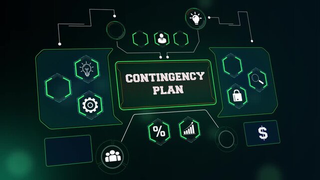 Business contingency plan and backup strategy concept video featuring a professional dashboard for corporate readiness and emergency management presentations