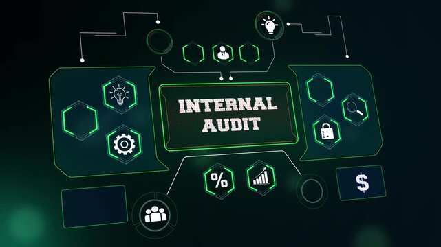 Corporate internal audit and financial transparency concept footage showing a professional dashboard for organizational compliance and legal standards presentations