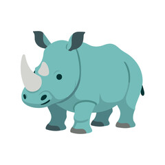 Fototapeta premium Cute cartoon rhinoceros standing on a white background in vector format