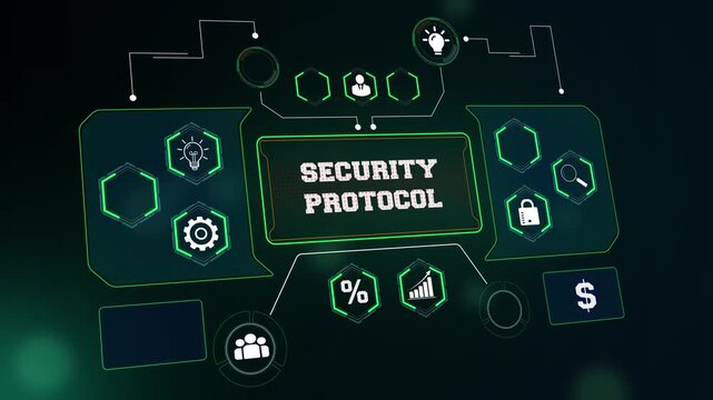 Strategic business security interface with icons for risk management, data integrity reports, and modern company leadership backgrounds