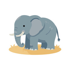 Fototapeta premium Adorable elephant standing on a small patch of grass in a cartoon style