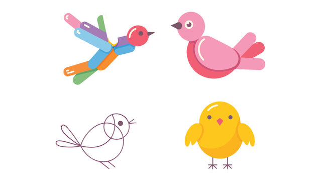 Playful Birds Illustration: A whimsical illustration showcases a collection of cheerful bird designs, capturing a sense of creativity and lightheartedness.