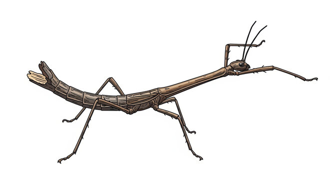 Stick insect crawling on surface.