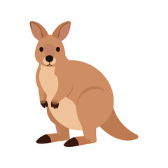 Obraz premium Cartoon kangaroo standing upright with tan fur on a white background