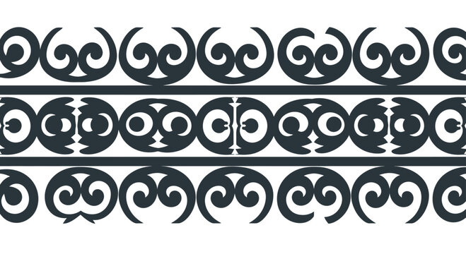 Geometric borders with stylized curves, circles, and abstract shapes