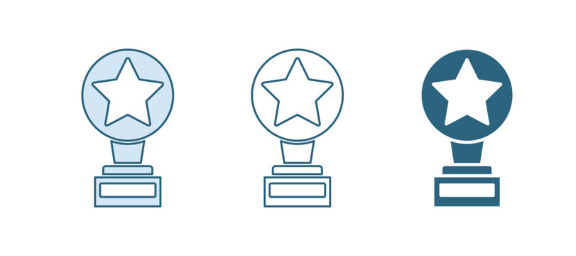 Blue Movie trophy icon isolated on white background. Academy award icon. Films and cinema symbol. Vector