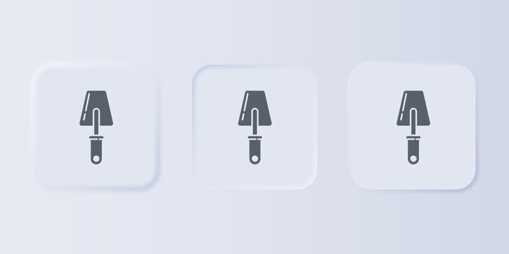 Grey Trowel icon isolated on grey background. Set icons in square buttons. Vector